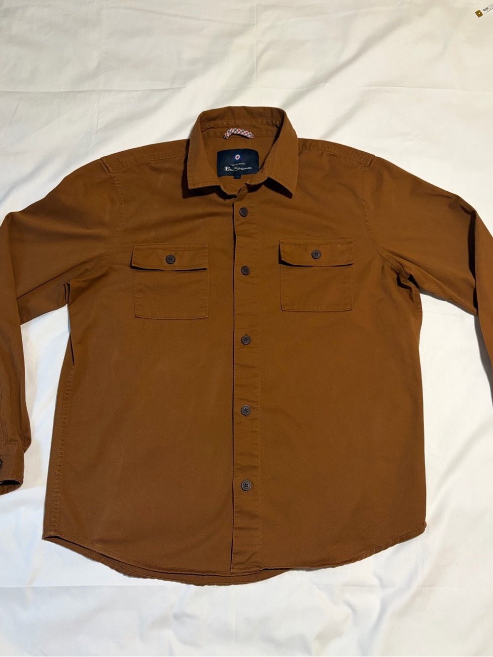 Ben Sherman Caramel Brown Casual Heavy Cotton Safari Utility Button-Up Shirt L